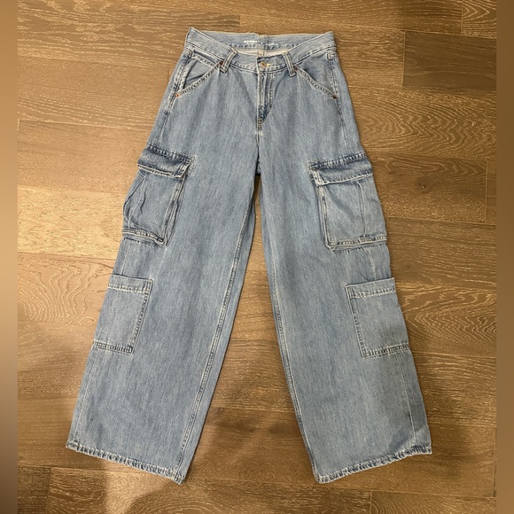 Old Navy Mid-Rise Baggy Wide-Leg Cargo Jeans | size 0 - Picture 3 of 8